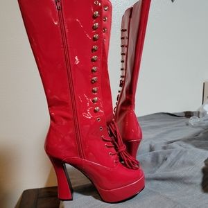 Pleaser Red Patent Electra-2020 boots (Never worn, new never had tags)